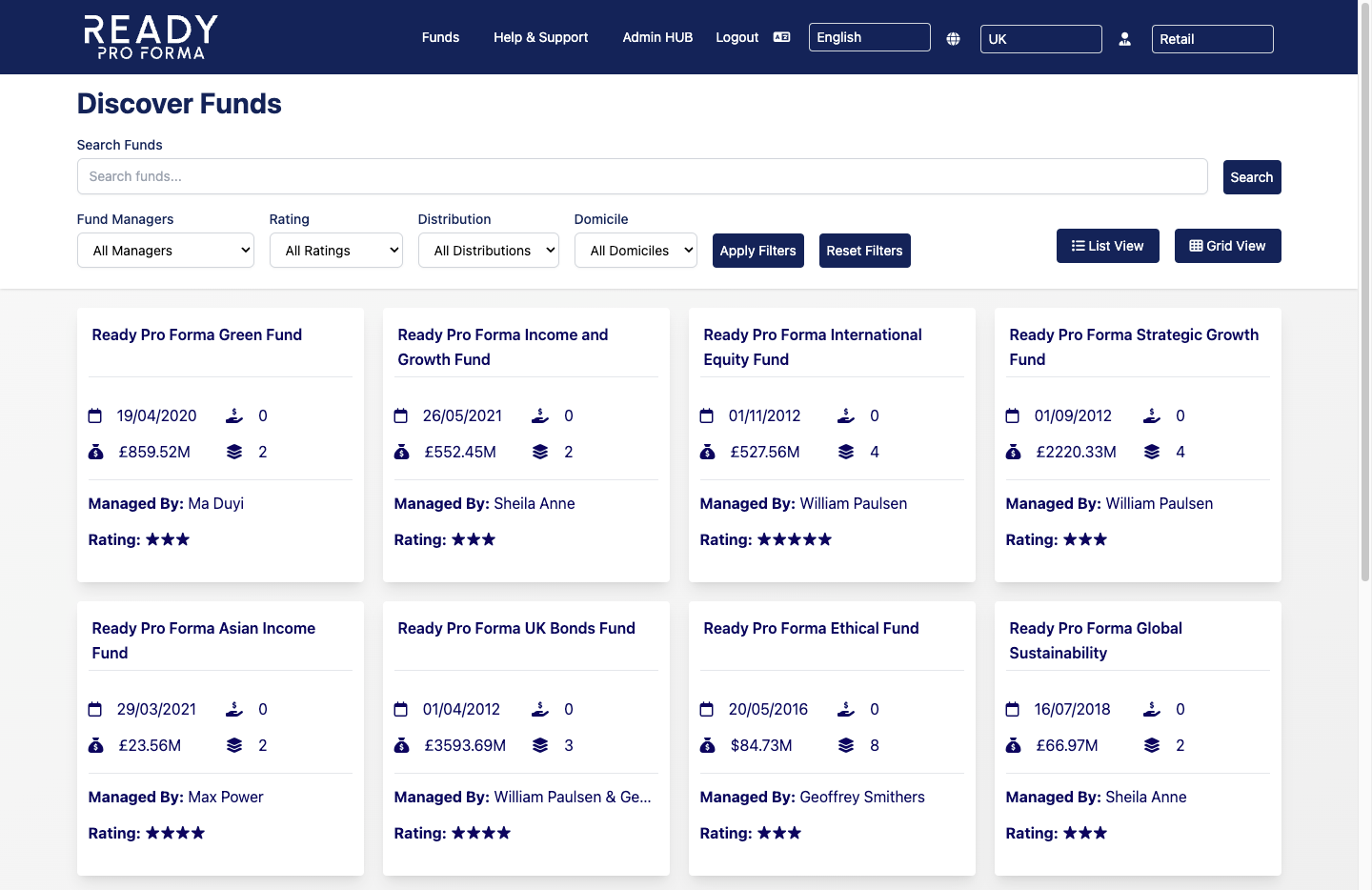Fund Centre screenshot